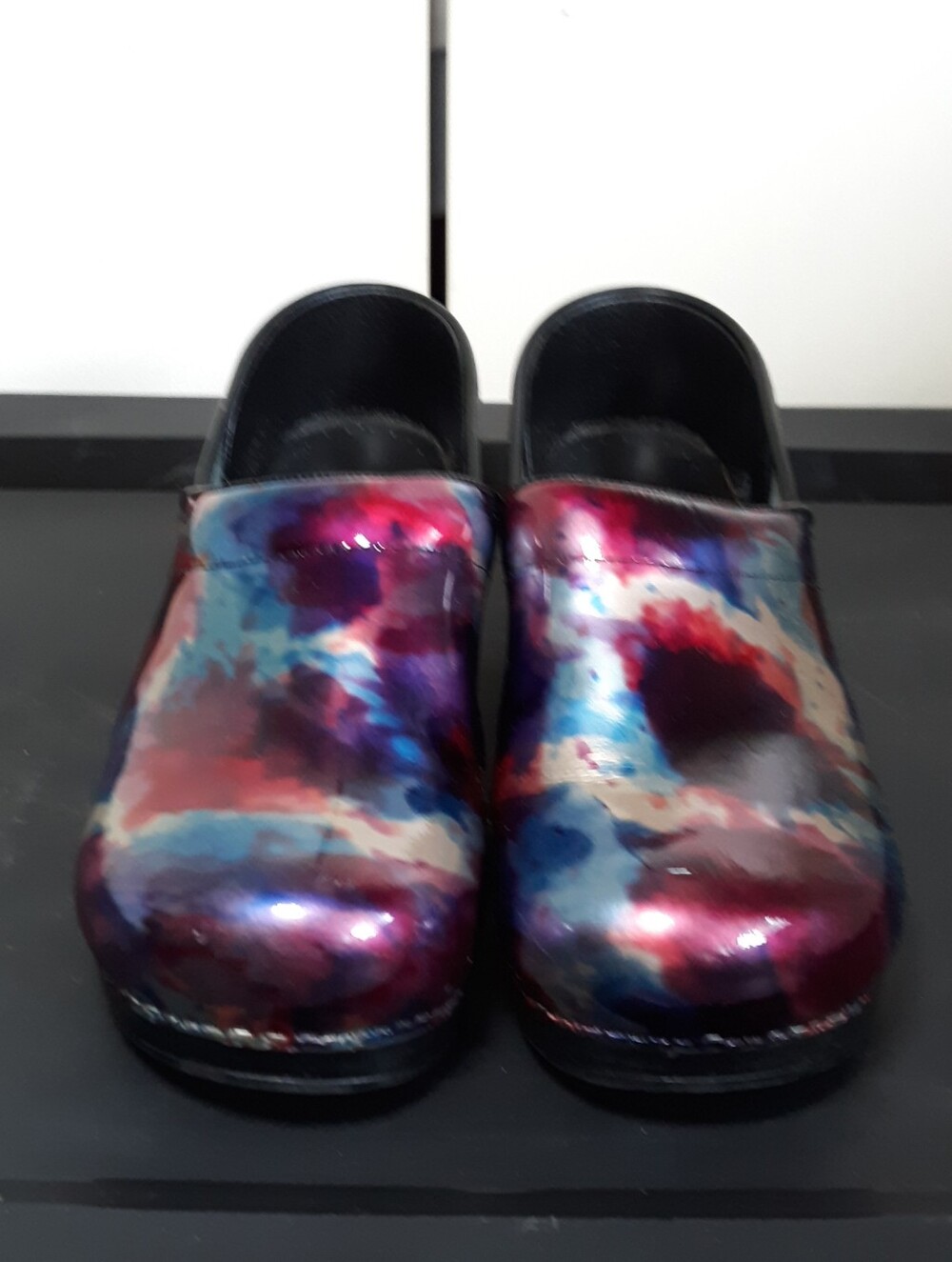 Dansko Professional Blue Marbled Watercolor Patent Leather Clogs EU 42 US 11.5-1